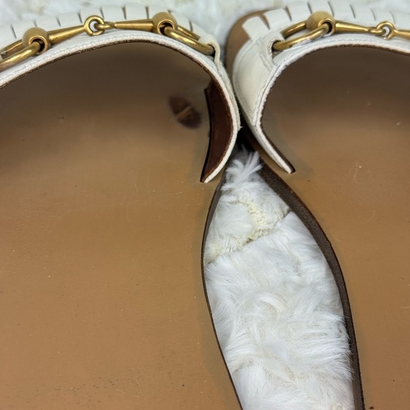 Gucci White and Gold Slide Sandals with Fringe Size 39 - Picture 8 of 13